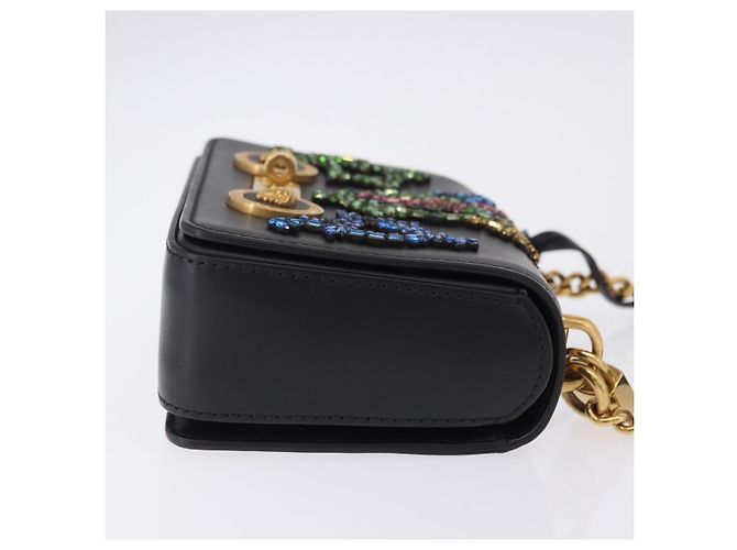 Borsa a tracolla VERSACE Medusa Chain in pelle nera e oro Auth 200090M Nero D'oro - vista 4