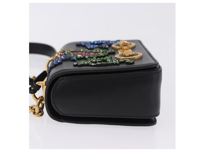 Borsa a tracolla VERSACE Medusa Chain in pelle nera e oro Auth 200090M Nero D'oro - vista 5