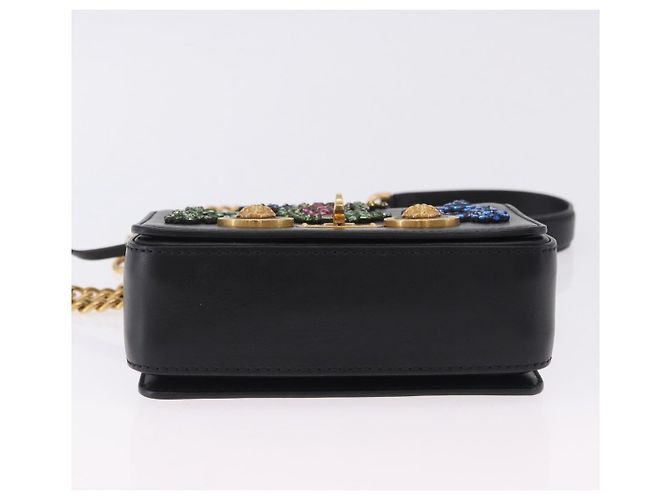 Borsa a tracolla VERSACE Medusa Chain in pelle nera e oro Auth 200090M Nero D'oro - vista 6