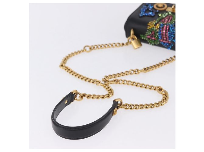 Borsa a tracolla VERSACE Medusa Chain in pelle nera e oro Auth 200090M Nero D'oro - vista 8