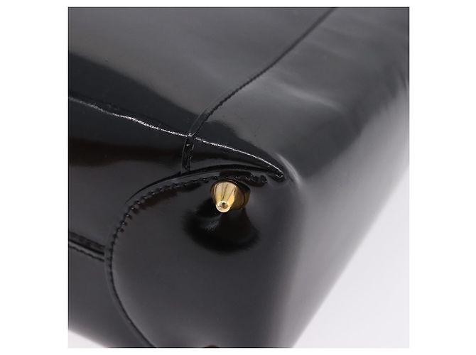 Borsa Christian Dior Maris Pearl Patent 2way Black Gold Tone Auth ep15753A - vista 17