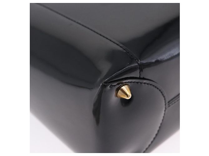 Borsa Christian Dior Maris Pearl Patent 2way Black Gold Tone Auth ep15753A - vista 18