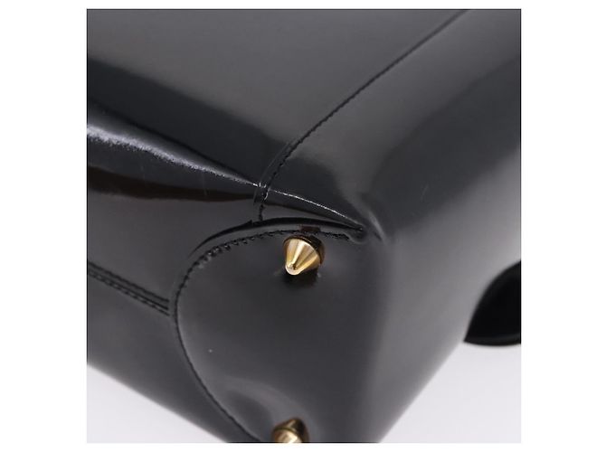 Borsa Christian Dior Maris Pearl Patent 2way Black Gold Tone Auth ep15753A - vista 19