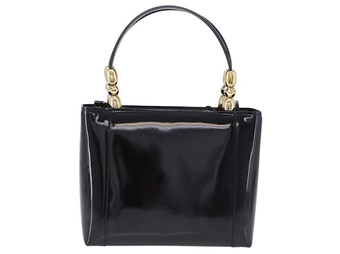 Borsa Christian Dior Maris Pearl Patent 2way Black Gold Tone Auth ep15753A - vista 2