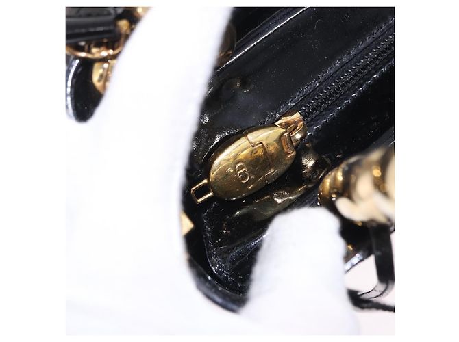 Borsa Christian Dior Maris Pearl Patent 2way Black Gold Tone Auth ep15753A - vista 20