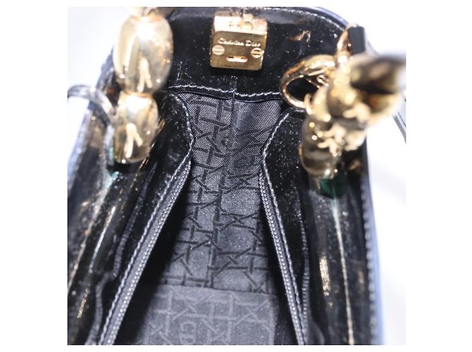 Borsa Christian Dior Maris Pearl Patent 2way Black Gold Tone Auth ep15753A - vista 23