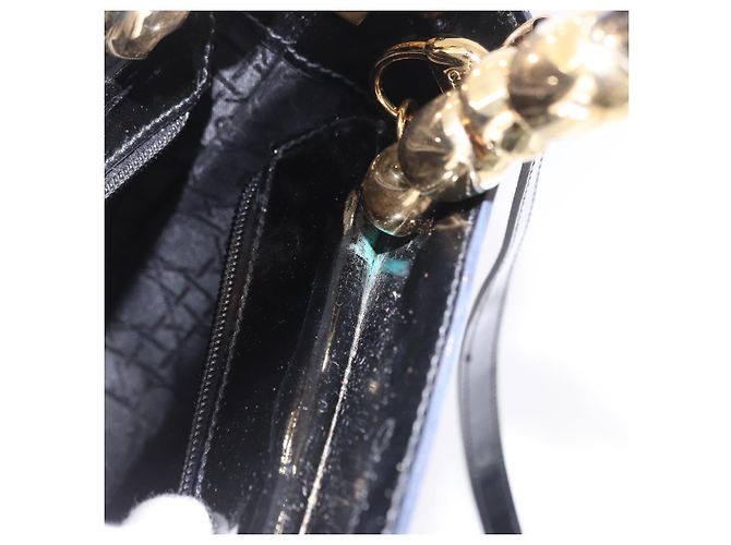 Borsa Christian Dior Maris Pearl Patent 2way Black Gold Tone Auth ep15753A - vista 24