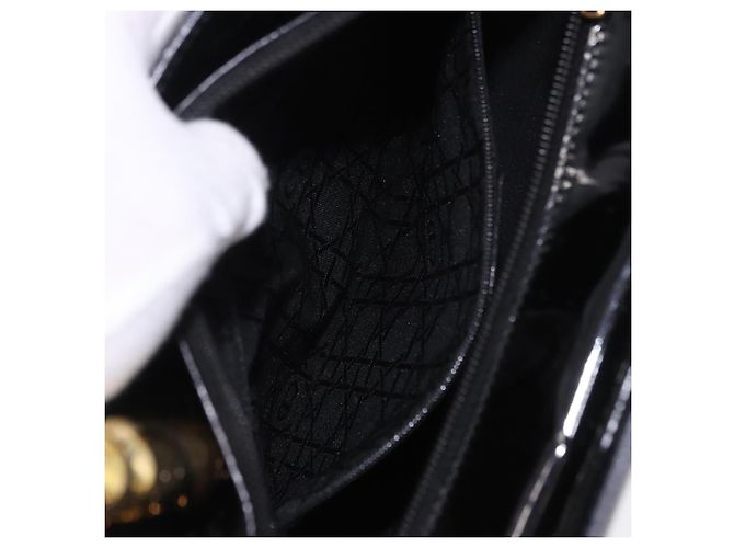 Borsa Christian Dior Maris Pearl Patent 2way Black Gold Tone Auth ep15753A - vista 26