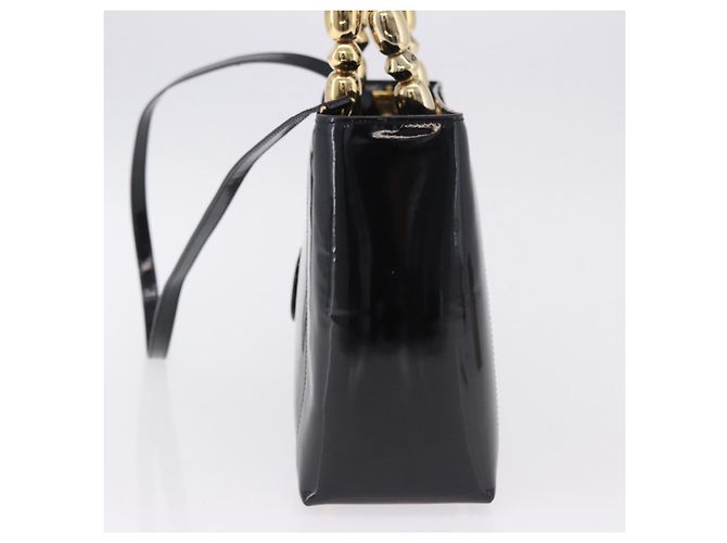 Borsa Christian Dior Maris Pearl Patent 2way Black Gold Tone Auth ep15753A - vista 3