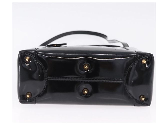 Borsa Christian Dior Maris Pearl Patent 2way Black Gold Tone Auth ep15753A - vista 5