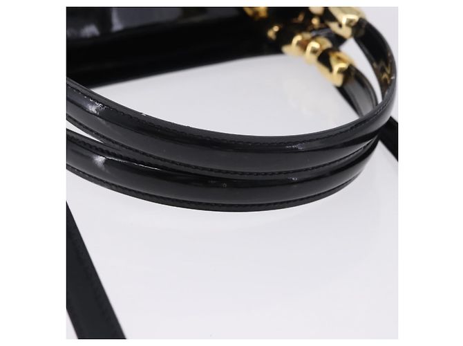 Borsa Christian Dior Maris Pearl Patent 2way Black Gold Tone Auth ep15753A - vista 7