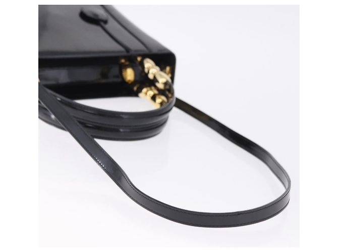 Borsa Christian Dior Maris Pearl Patent 2way Black Gold Tone Auth ep15753A - vista 9