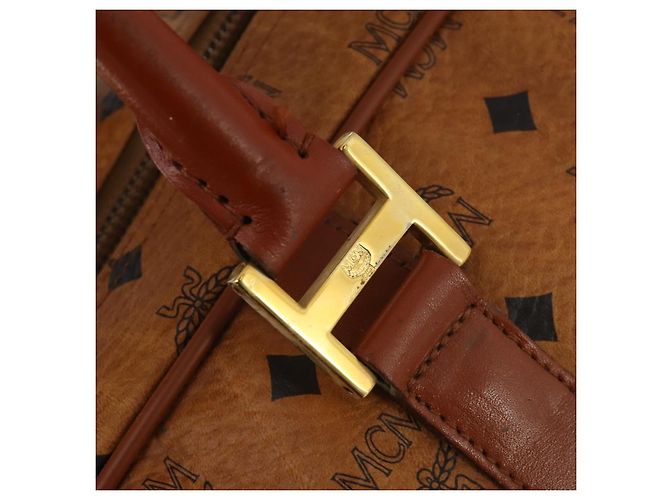 Borsa MCM Vicetos Boston PVC Pelle 2way Marrone Tono Oro Auth 200204 - vista 10