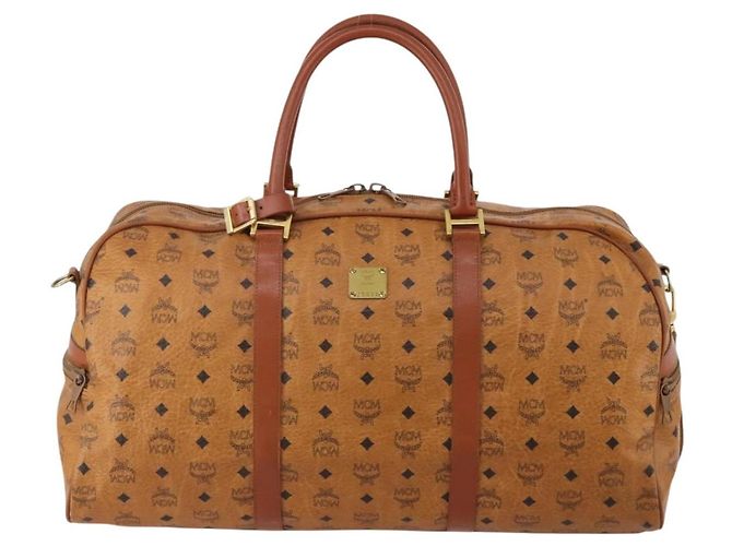 Borsa MCM Vicetos Boston PVC Pelle 2way Marrone Tono Oro Auth 200204 - vista 13