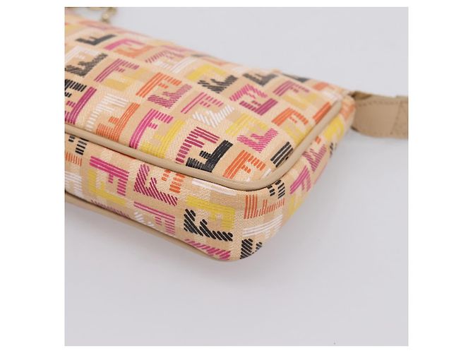 FENDI Zucchino Canvas Accessory Pouch PVC Multicolor Gold Auth 199476V Multiple colors Golden - view 15