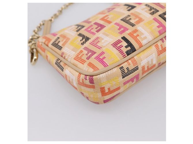 FENDI Zucchino Canvas Accessory Pouch PVC Multicolor Gold Auth 199476V Multiple colors Golden - view 16