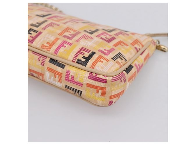 FENDI Zucchino Canvas Accessory Pouch PVC Multicolor Gold Auth 199476V Multiple colors Golden - view 17