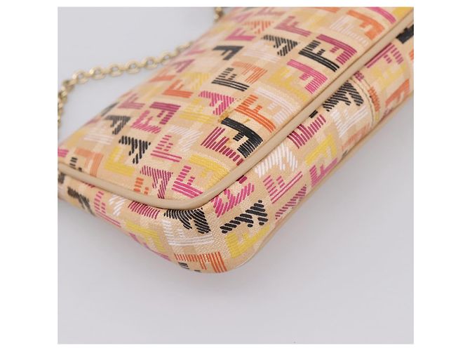 FENDI Zucchino Canvas Accessory Pouch PVC Multicolor Gold Auth 199476V Multiple colors Golden - view 18
