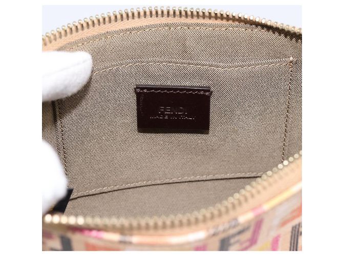 FENDI Zucchino Canvas Accessory Pouch PVC Multicolor Gold Auth 199476V Multiple colors Golden - view 19