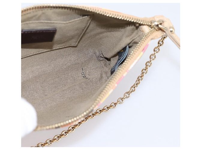 FENDI Zucchino Canvas Accessory Pouch PVC Multicolor Gold Auth 199476V Multiple colors Golden - view 20