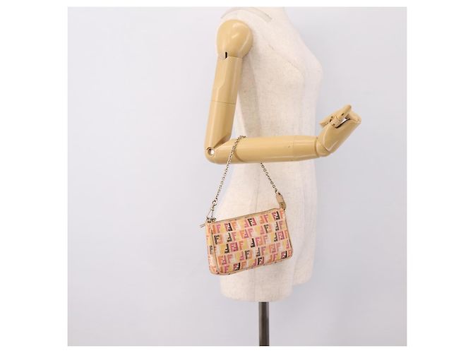 FENDI Zucchino Canvas Accessory Pouch PVC Multicolor Gold Auth 199476V Multiple colors Golden - view 23