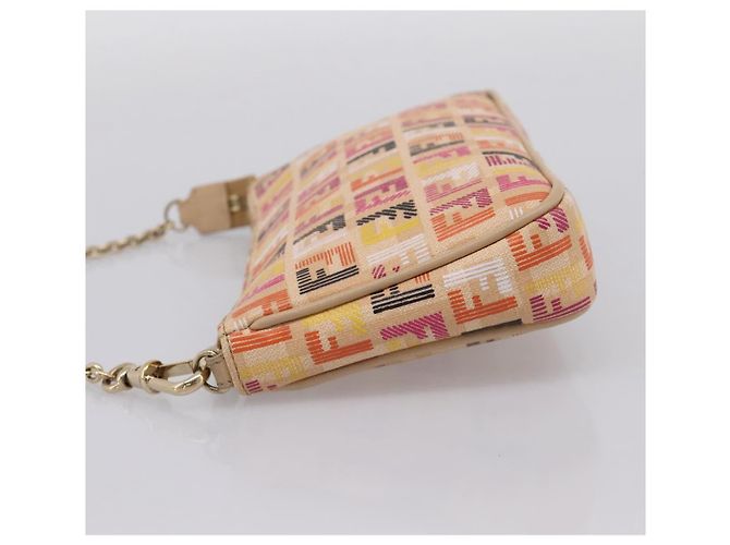 FENDI Zucchino Canvas Accessory Pouch PVC Multicolor Gold Auth 199476V Multiple colors Golden - view 3