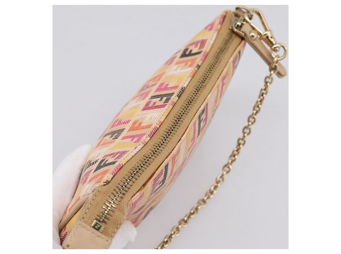 FENDI Zucchino Canvas Accessory Pouch PVC Multicolor Gold Auth 199476V Multiple colors Golden - view 6