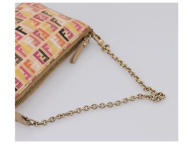 FENDI Zucchino Canvas Accessory Pouch PVC Multicolor Gold Auth 199476V Multiple colors Golden - view 7