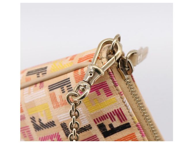 FENDI Zucchino Canvas Accessory Pouch PVC Multicolor Gold Auth 199476V Multiple colors Golden - view 8