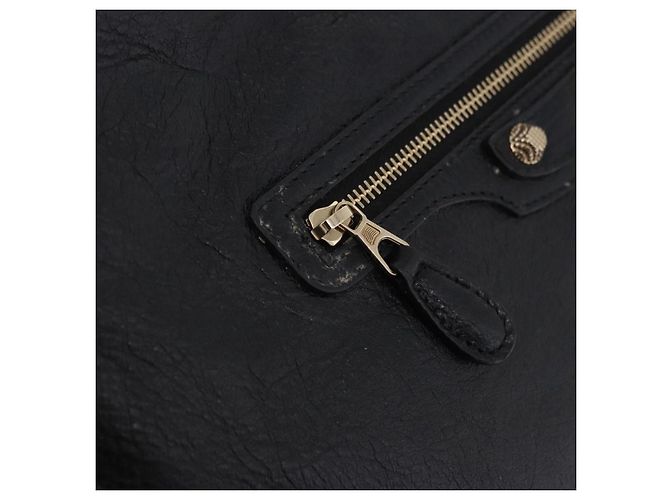 Borsa Clutch BALENCIAGA Giant in pelle nera e oro Auth 199841V Nero D'oro - vista 17