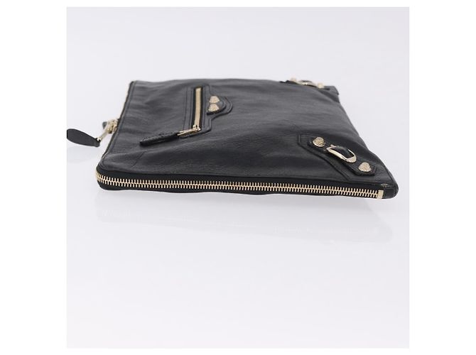 Borsa Clutch BALENCIAGA Giant in pelle nera e oro Auth 199841V Nero D'oro - vista 4