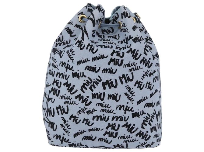 Pouch con coulisse Miu Miu Canvas Light Blue Gold Auth bs36863V D'oro Blu chiaro - vista 2