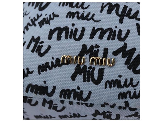 Pouch con coulisse Miu Miu Canvas Light Blue Gold Auth bs36863V D'oro Blu chiaro - vista 8