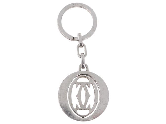 Portachiavi CARTIER Must Line Double C Decor Argento Auth BA15473A - vista 2