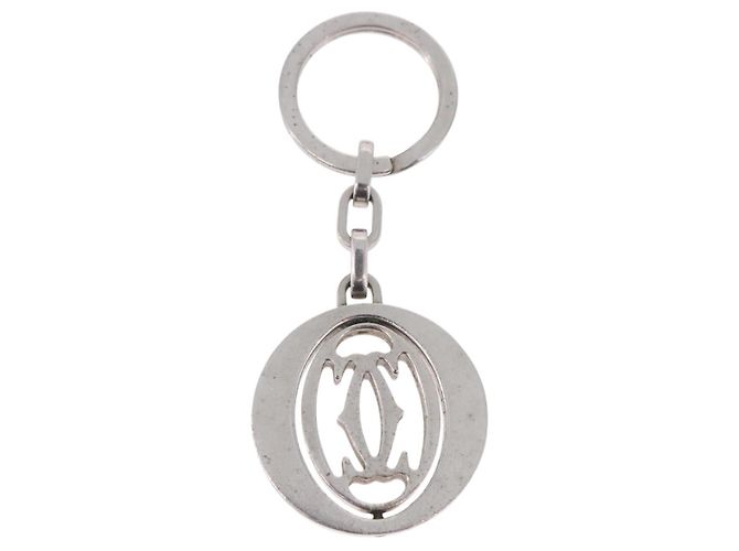 Portachiavi CARTIER Must Line Double C Decor Argento Auth BA15473A - vista 3