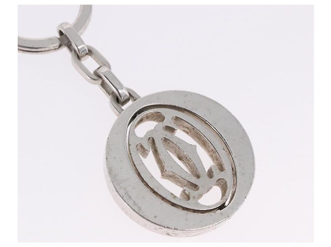Portachiavi CARTIER Must Line Double C Decor Argento Auth BA15473A - vista 4