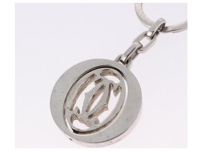 Portachiavi CARTIER Must Line Double C Decor Argento Auth BA15473A - vista 6