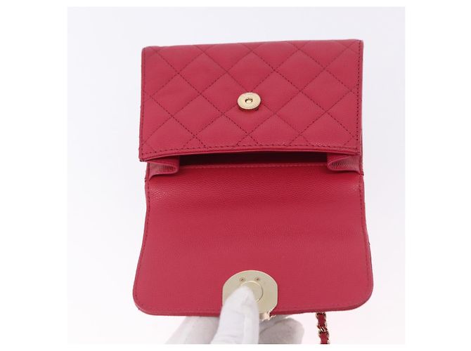 CHANEL Matelasse Top Handle Chain Caviar Skin 2way Red Gold CC Auth 200091SAM Rot Golden - Ansicht 10