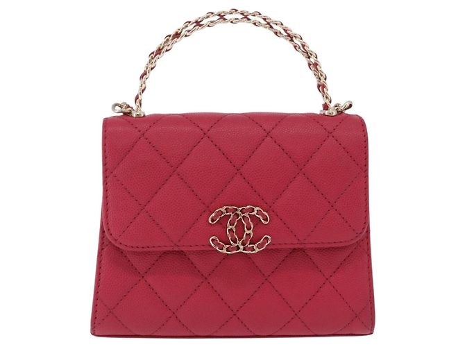 CHANEL Matelasse Top Handle Chain Caviar Skin 2way Red Gold CC Auth 200091SAM Rot Golden - Ansicht 13