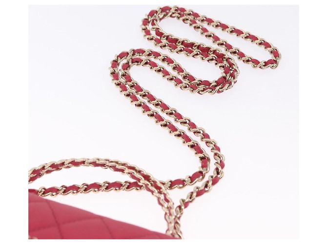 CHANEL Matelasse Top Handle Chain Caviar Skin 2way Red Gold CC Auth 200091SAM Rot Golden - Ansicht 15
