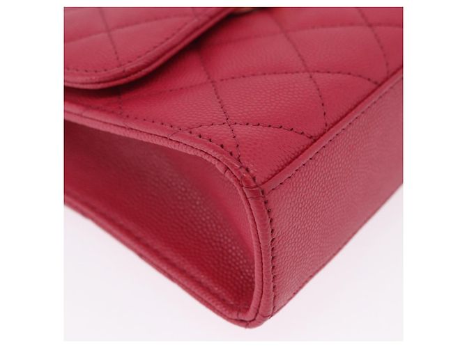 CHANEL Matelasse Top Handle Chain Caviar Skin 2way Red Gold CC Auth 200091SAM Rot Golden - Ansicht 16