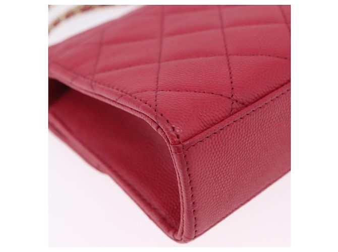 CHANEL Matelasse Top Handle Chain Caviar Skin 2way Red Gold CC Auth 200091SAM Rot Golden - Ansicht 18