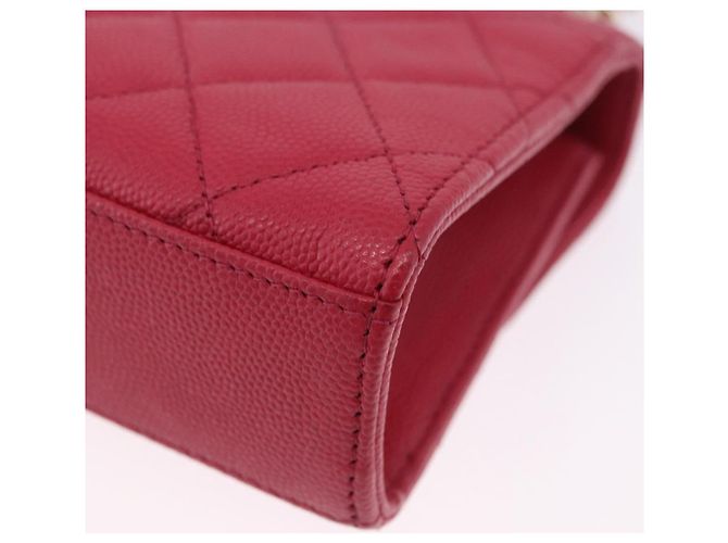 CHANEL Matelasse Top Handle Chain Caviar Skin 2way Red Gold CC Auth 200091SAM Rot Golden - Ansicht 19