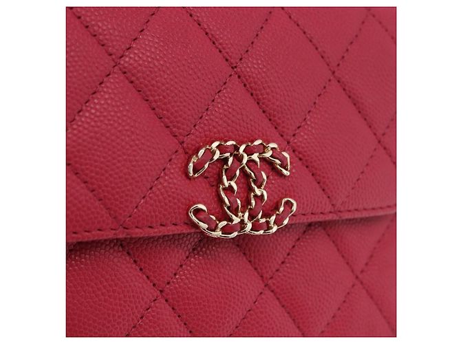 CHANEL Matelasse Top Handle Chain Caviar Skin 2way Red Gold CC Auth 200091SAM Rot Golden - Ansicht 20