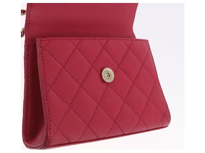 CHANEL Matelasse Top Handle Chain Caviar Skin 2way Red Gold CC Auth 200091SAM Rot Golden - Ansicht 22