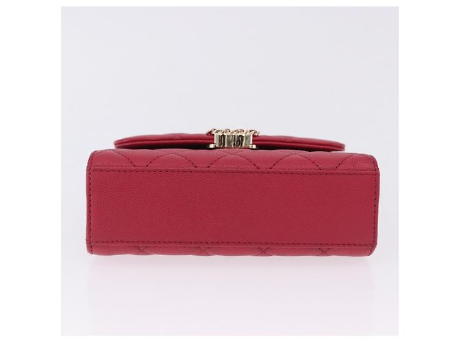 CHANEL Matelasse Top Handle Chain Caviar Skin 2way Red Gold CC Auth 200091SAM Rot Golden - Ansicht 5