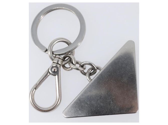 PRADA Triangle Schlüsselanhänger Metall Silver Auth 201017A Silber - Ansicht 10
