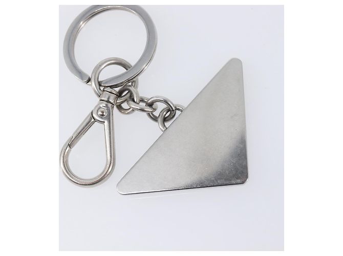 PRADA Triangle Schlüsselanhänger Metall Silver Auth 201017A Silber - Ansicht 11
