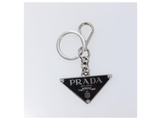 PRADA Triangle Schlüsselanhänger Metall Silver Auth 201017A Silber - Ansicht 2