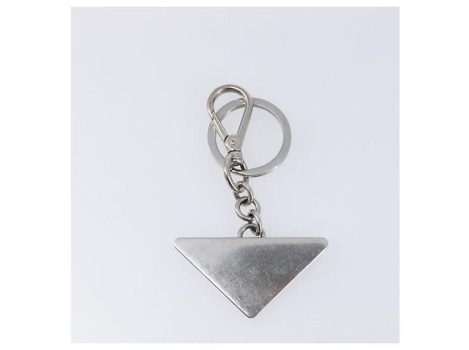 PRADA Triangle Schlüsselanhänger Metall Silver Auth 201017A Silber - Ansicht 7